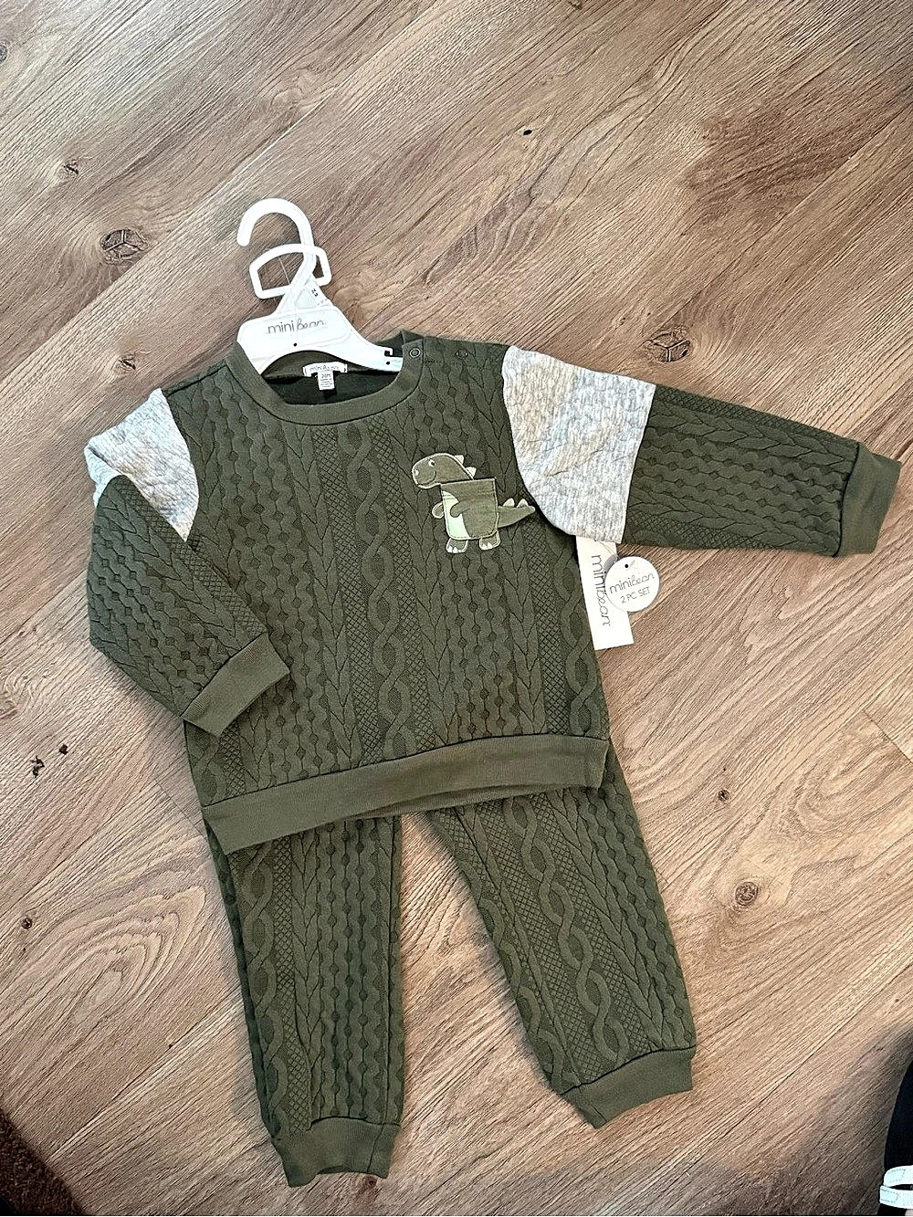 Mini Bean Kids Cable Knit Dinosaur Matching Set